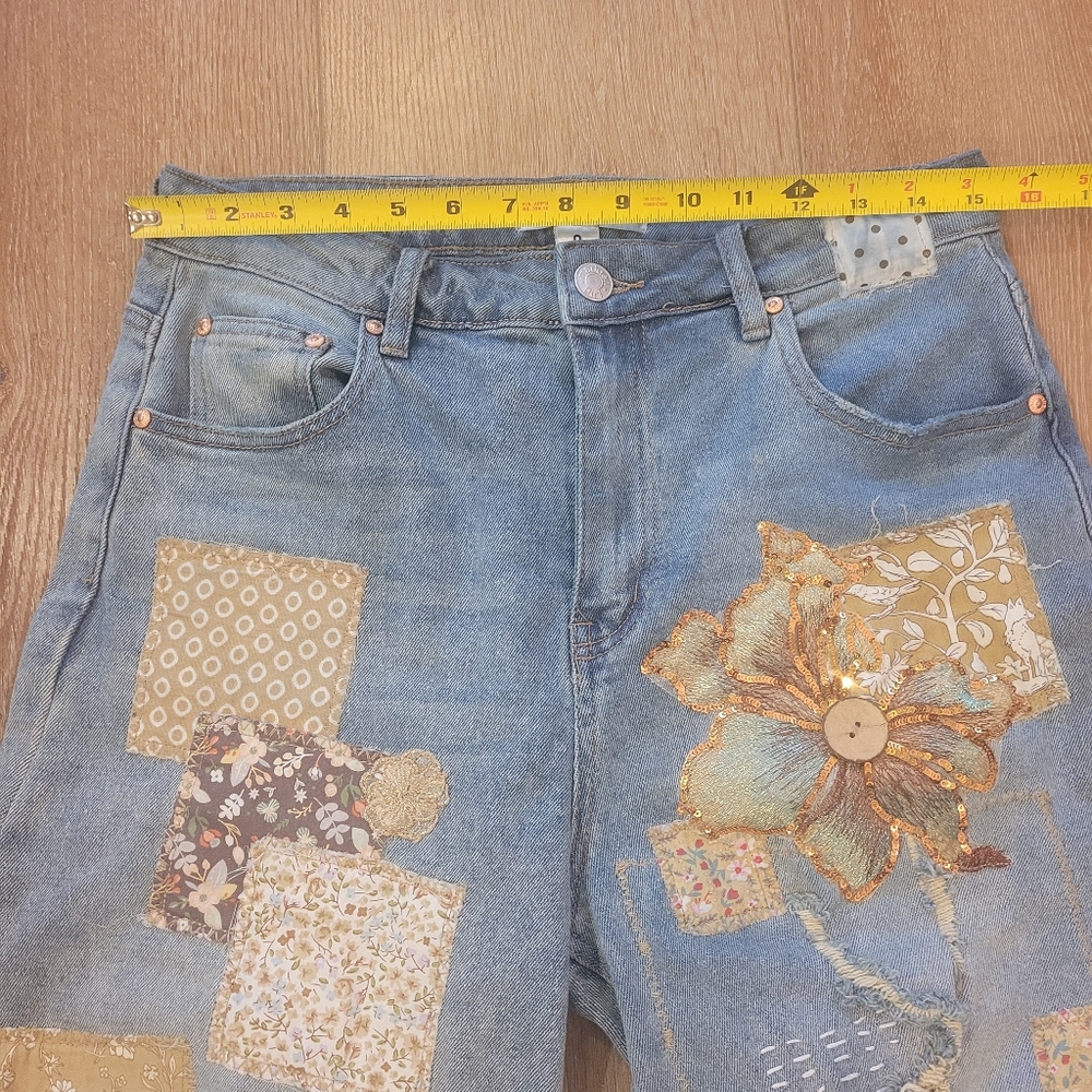 Custom And Handcrafted Patchwork Wide-Leg Jeans S… - image 7